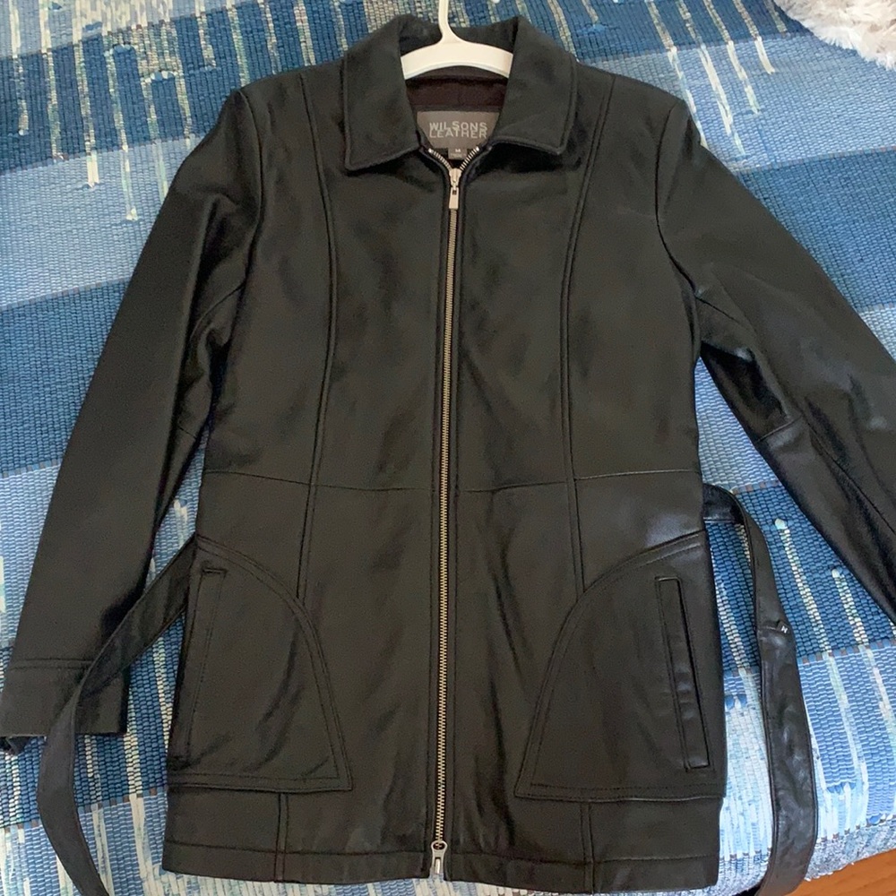 🌼SOLD Vintage like NEW Leather Belted Jacket Women size M